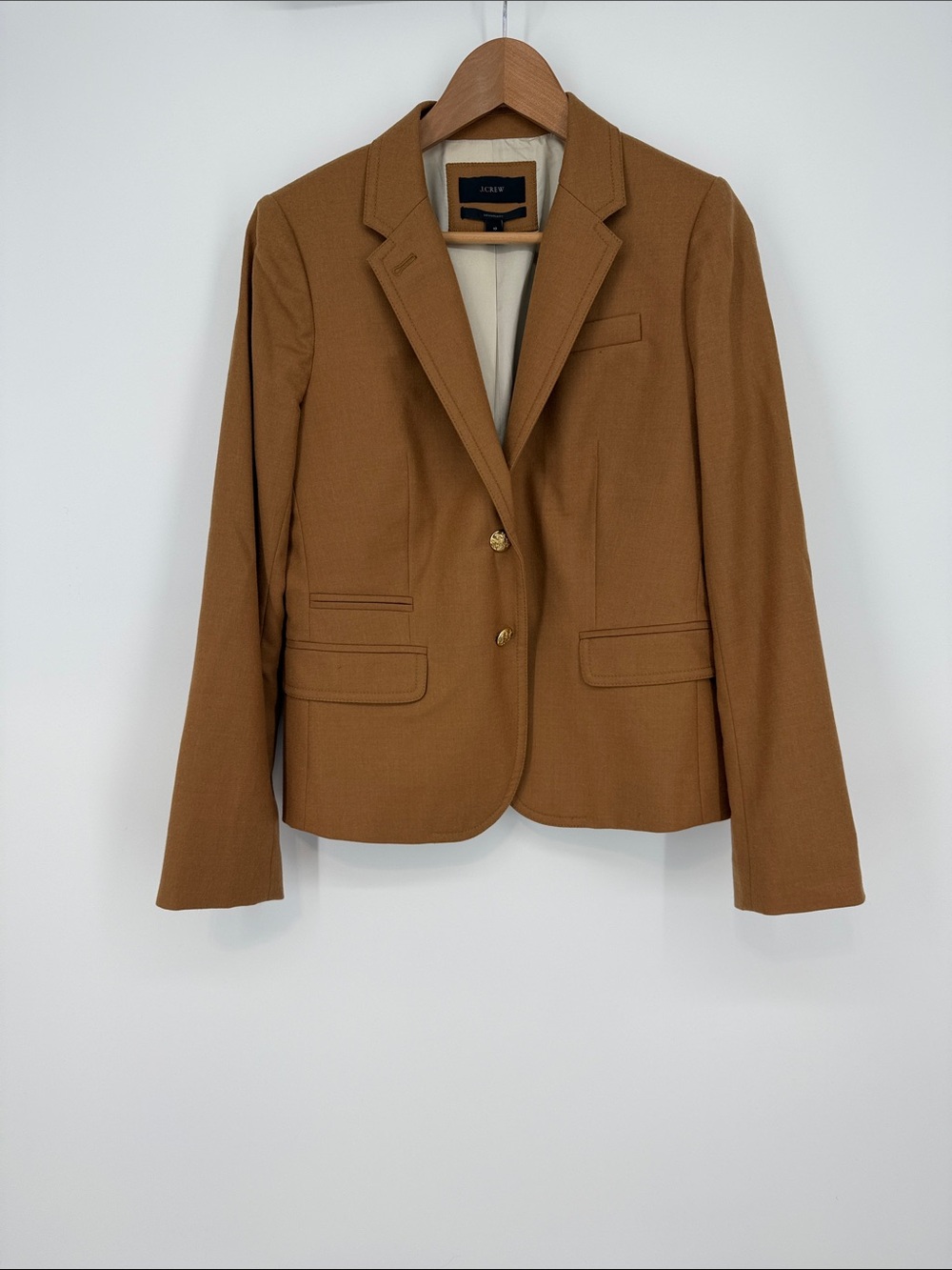 J. Crew Women's Schoolboy Camel Tan Tailored Blazer Size 10